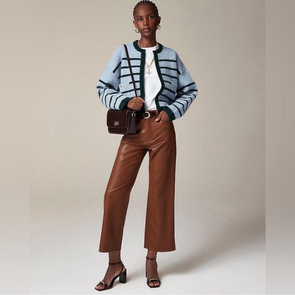 J. Crew Kate High Rise Slim Wide Leg Faux Leather Pants